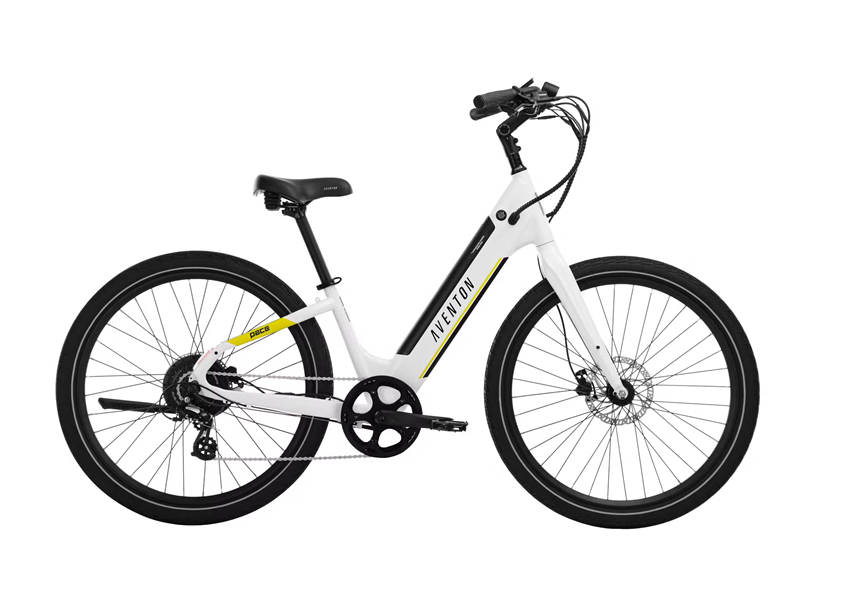 White bicycle with black tires on a white background