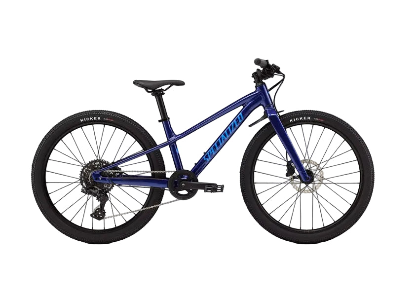 Blue children's bicycle on a white background