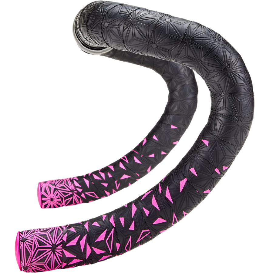 Black and pink patterned arm sleeves on a white background