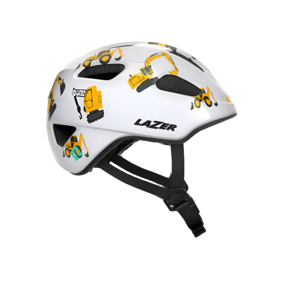 PNUT KINETICORE kids helmet shown in white with digger details.