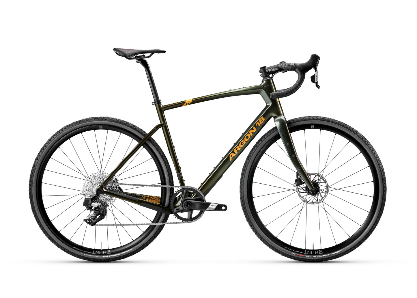 Argon 18 gravel bike, Dark Matter colour green.