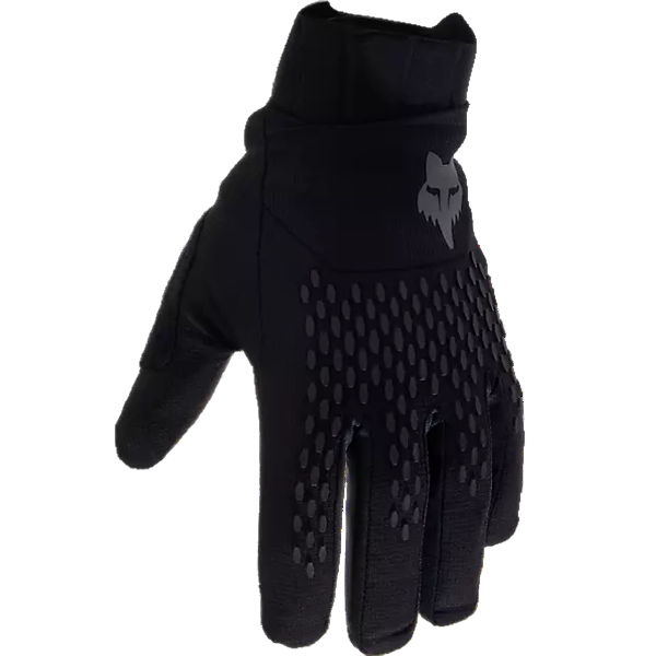 Black glove with textured palm on a white background