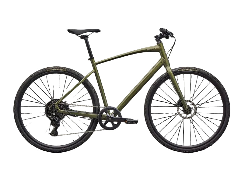 Green bicycle on a black background