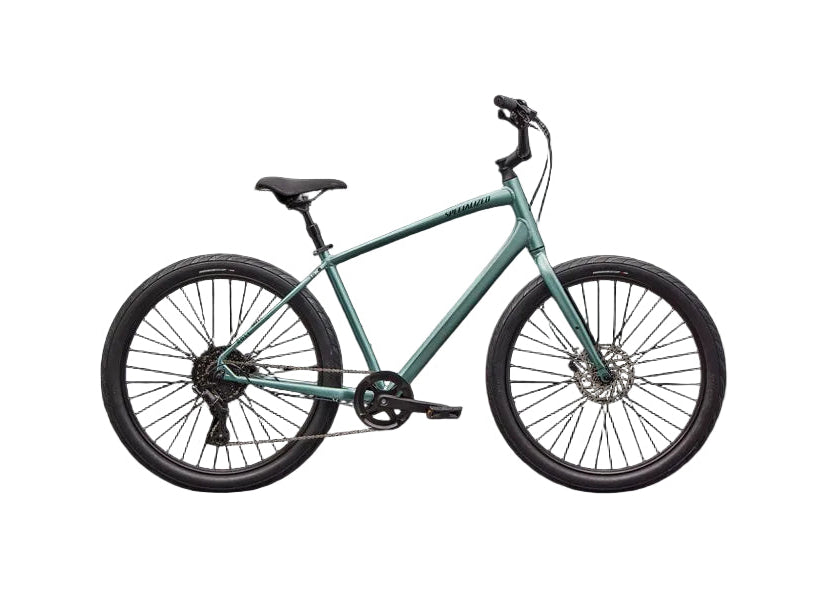 Green bicycle on a black background