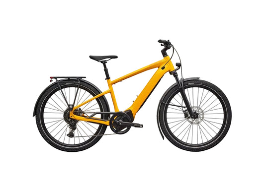 Yellow bicycle on a white background