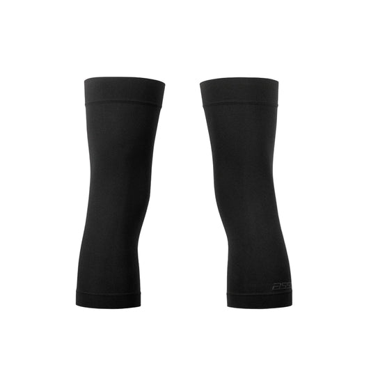 Pair of black elbow sleeves on a light gray background