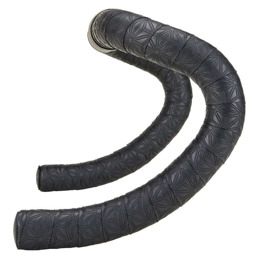 Black quilted handlebar cover on a white background