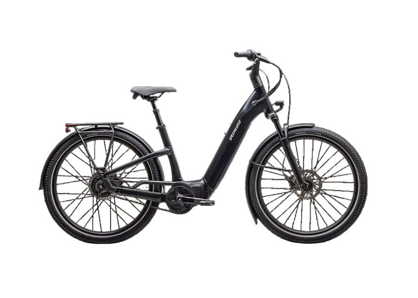 Black electric bicycle on a white background