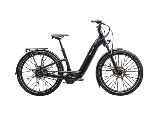 Black electric bicycle on a white background