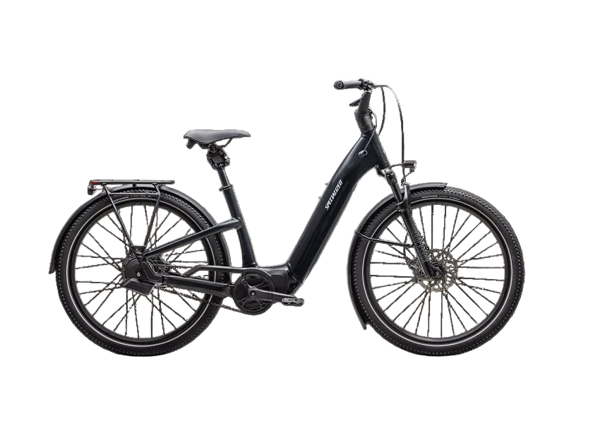 Black electric bicycle on a white background