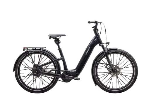 Black electric bicycle on a white background