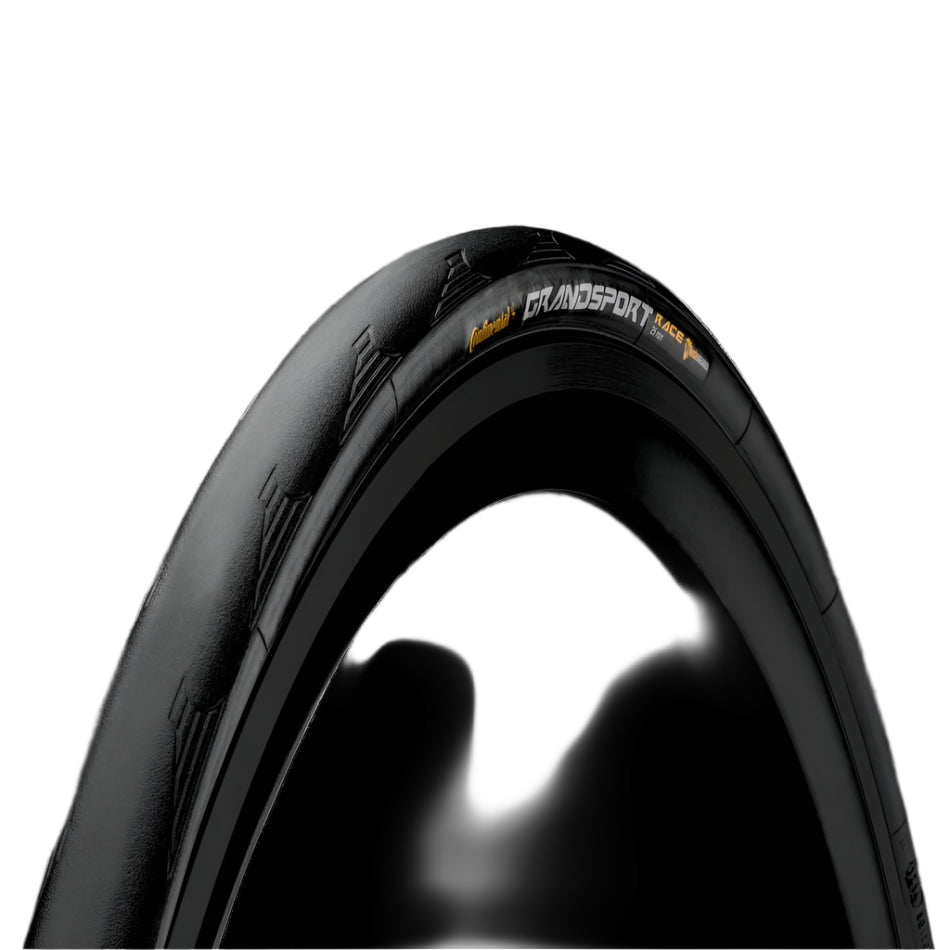 Black bicycle tire with 'Continental GrandSport' branding on a white background