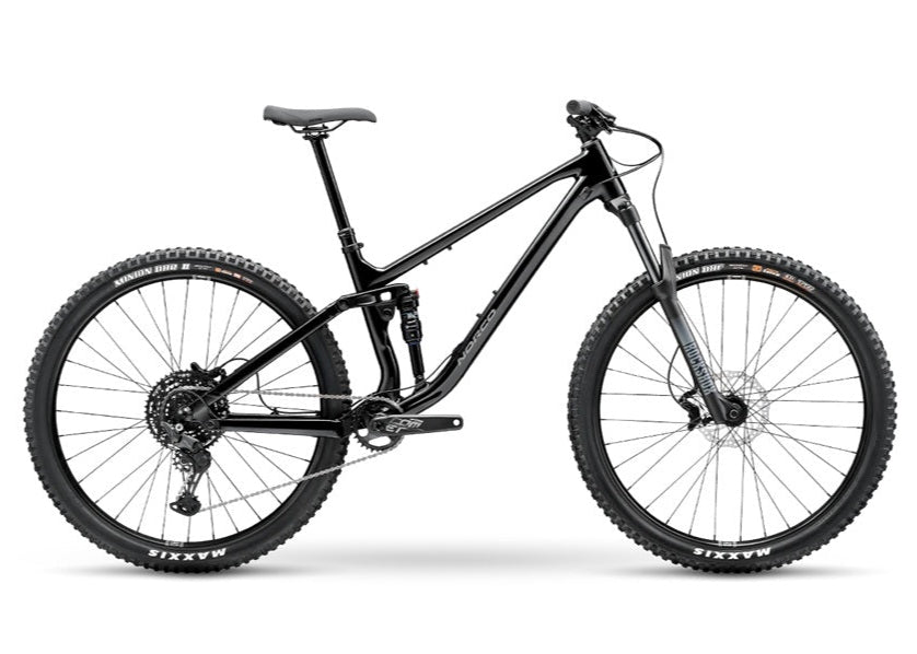 Black mountain bike on a white background