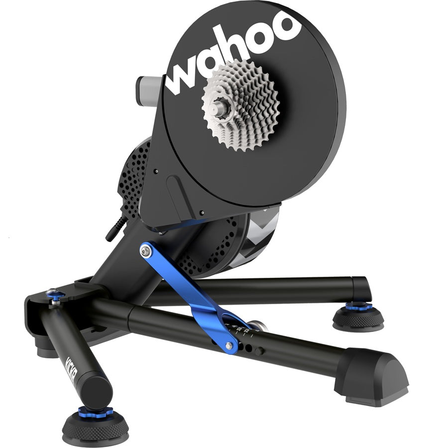 Bicycle trainer with 'wahoo' KICKR V6 SMART TRAINER branding on a white background