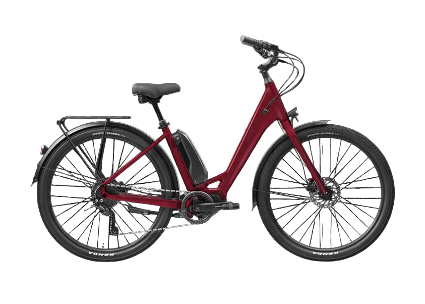 Red bicycle on a black background