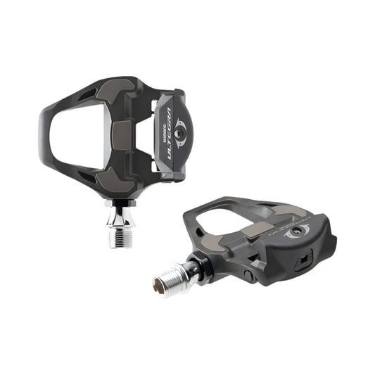 Pair of black bicycle Ultegra PD-R800 pedals on a white background