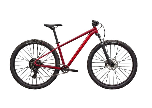 Red bicycle on a black background