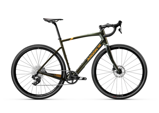 Argon 18 gravel bike, Dark Matter colour green.