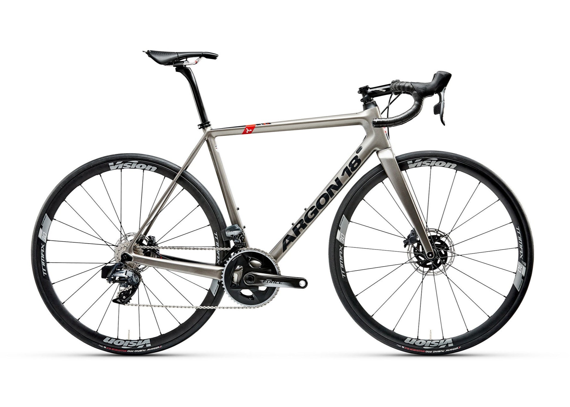 Argon 18 gallium disc road bike sram force shifting colour silver
