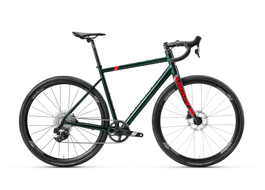 Argon 18 Gravel road bike, green frame with sram apex xplr groupset.