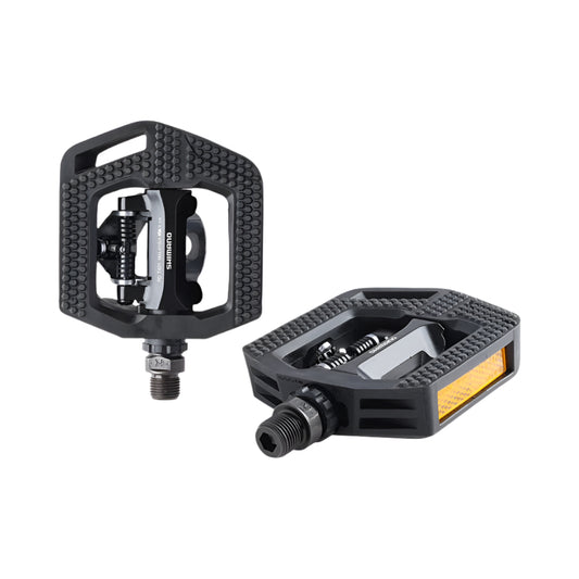 Black bicycle pedals on a white background