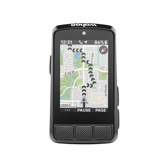 Wahoo fitness ELEMNT BOLT 3 GPS BIKE COMPUTER device with map display on a white background