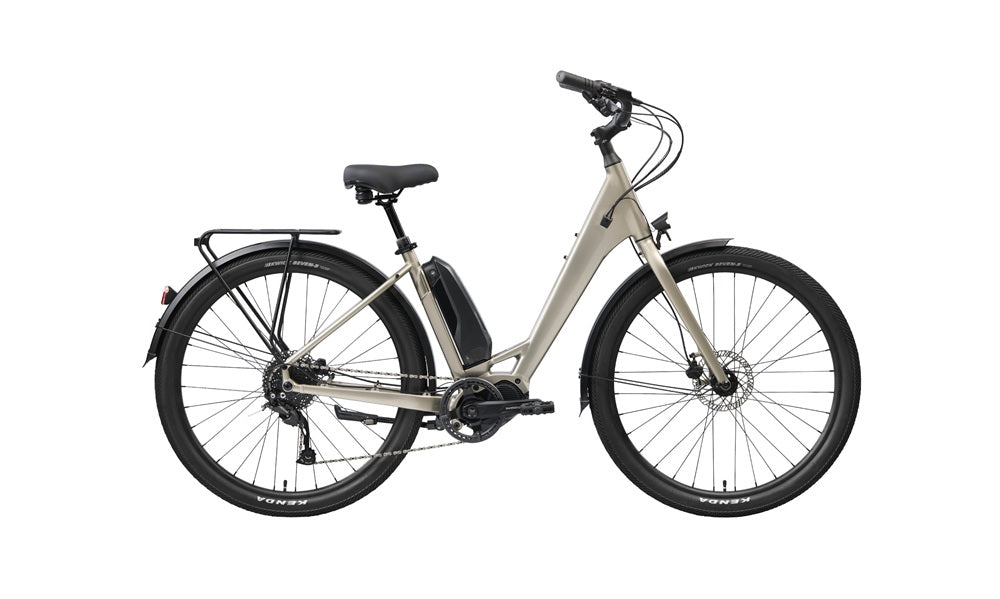 Beige electric bicycle on a white background