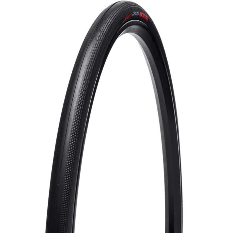 Black bicycle tire on a white background